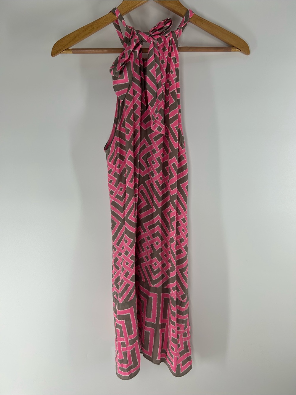 Alice & Trixie Silk Pink and Gray Geometric Dress - Picture 2 of 4